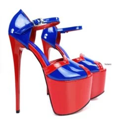 Red Blue Gloss Peep Toe High Heels -Tajna Shoes tajnaclubextremehighheelshoes 9