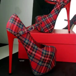 Tartan Mary Jane High Heel Shoes -Tajna Shoes tartan high heel platform shoes tajna 4