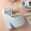 Transparent Lace High Heel Wedding Wedges