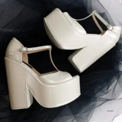 Ivory White Wedge Bridal Shoes -Tajna Shoes wedge bridal shoes 2