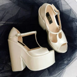 Ivory White Wedge Bridal Shoes