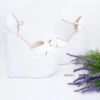 Ankle Cross Strap White Wedge Bridal Shoes