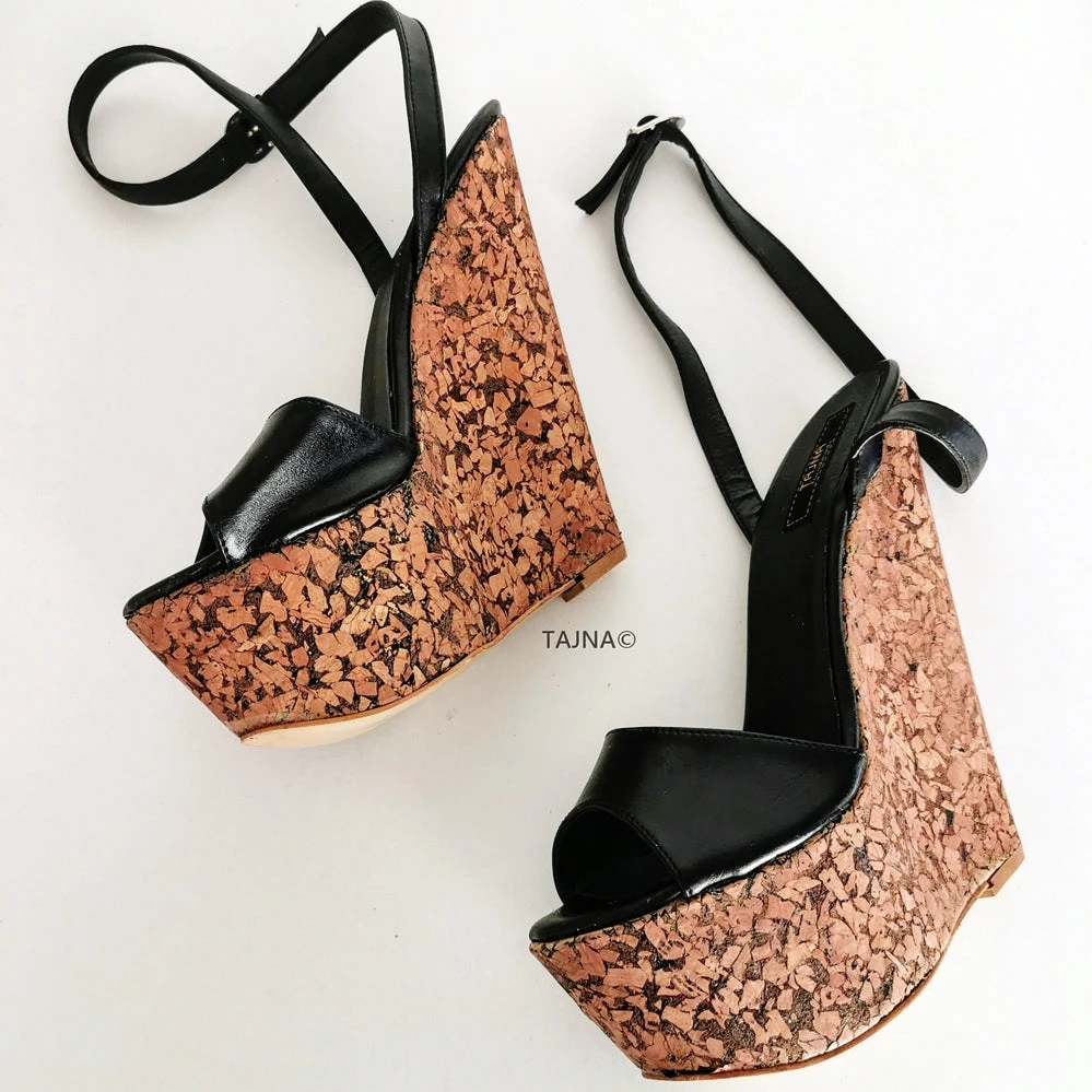 Black Ankle Strap Wedge Sandals 3 Black Ankle Strap Wedge Sandals - Image 3