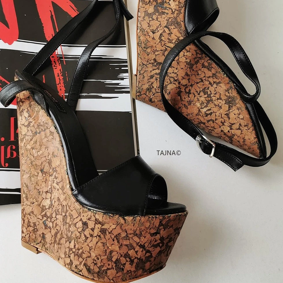 Black Ankle Strap Wedge Sandals 1 Black Ankle Strap Wedge Sandals