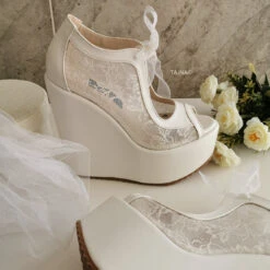 Lace High Heel Wedding Wedge Shoes 7 Lace High Heel Wedding Wedge Shoes -Tajna Shoes wedge wedding shoes high heel lace 4