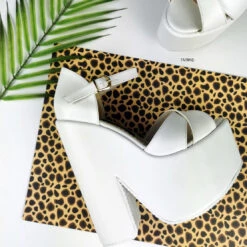 Peep Toe White Platform Wedge Sandals