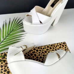 Peep Toe White Platform Wedge Sandals 8 Peep Toe White Platform Wedge Sandals -Tajna Shoes white platform wedge sandas high heel ankle strap 3