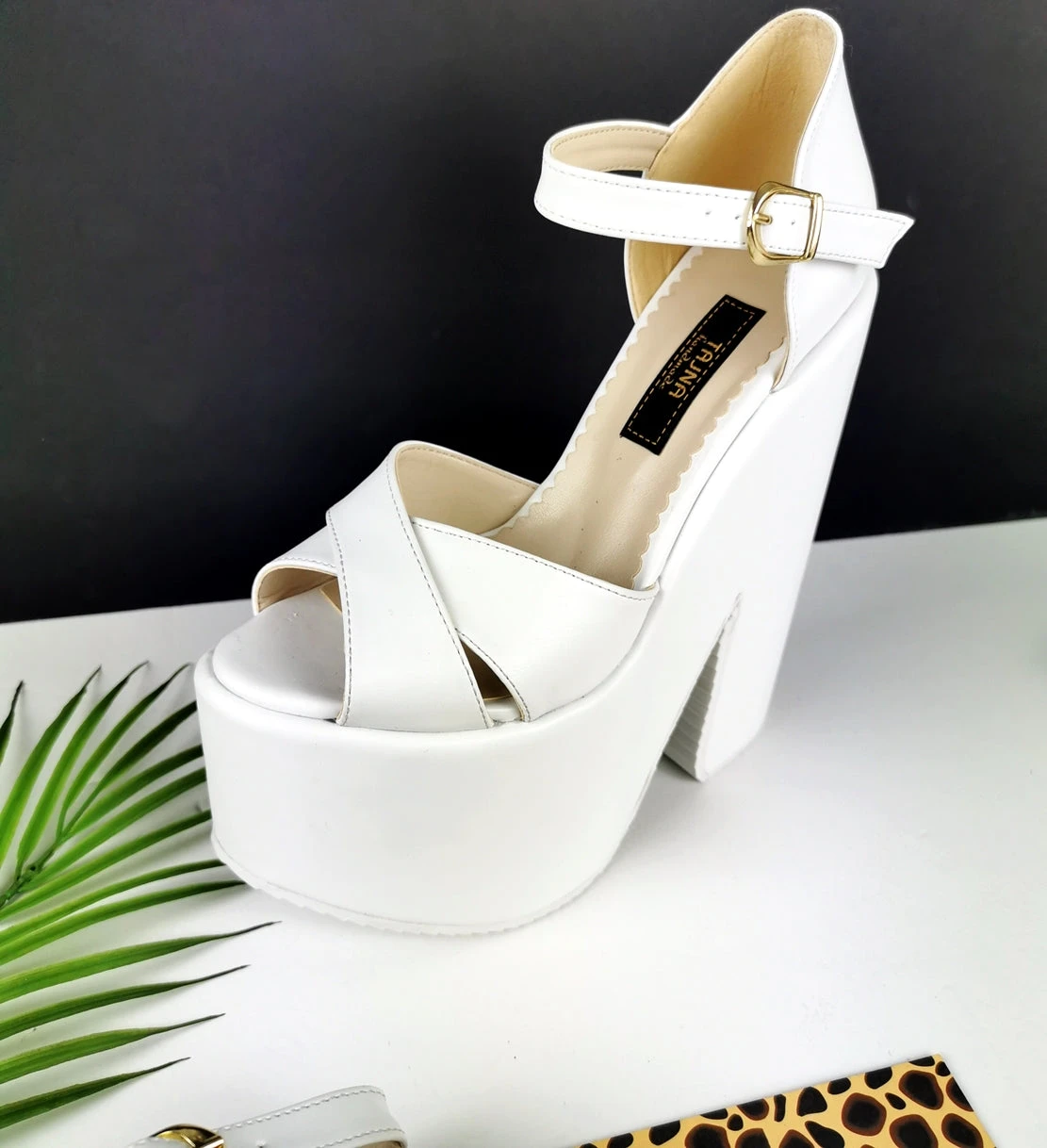 Peep Toe White Platform Wedge Sandals 4 Peep Toe White Platform Wedge Sandals - Image 4