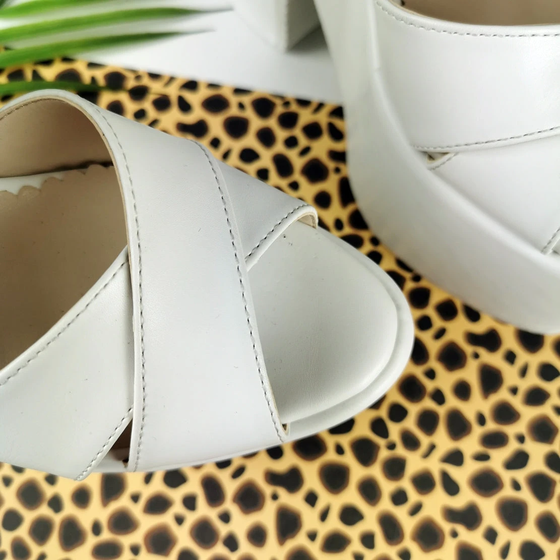 Peep Toe White Platform Wedge Sandals 5 Peep Toe White Platform Wedge Sandals - Image 5