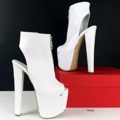 Sling Back Zipper Detail Ankle Heels 5 Sling Back Zipper Detail Ankle Heels -Tajna Shoes white high heel ankle shoes 3