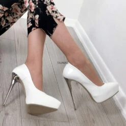 Platform Stiletto White Patent 13 Platform Stiletto White Patent -Tajna Shoes white platform stilettos